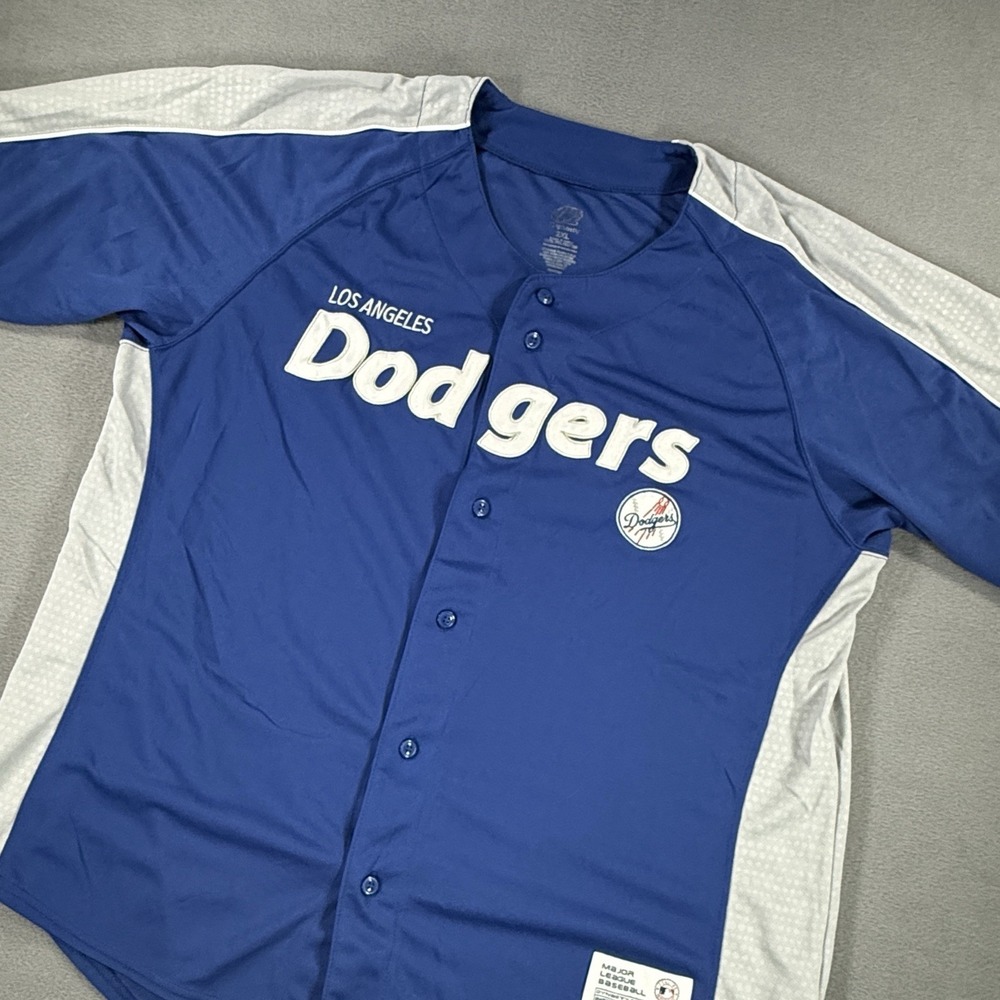 LA Dodgers Baseball Jersey Blue 2XL USA Athletic Button Up MLB
